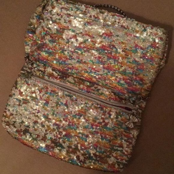 *Betsey Johnson Purple Pink Sequin Bow Cross Body - Picture 3 of 4